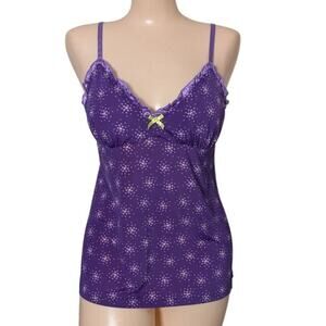 Y2K Babydoll Cami Top Large Coquette Celestial Fairy Grunge Bow Lingerie Stretch